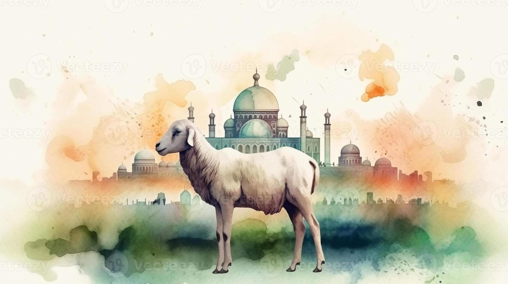 Eid al adha water color decoration photo