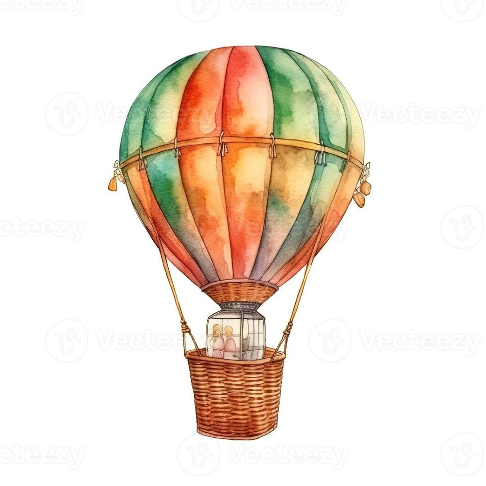 Watercolor image of an aerostat. . photo