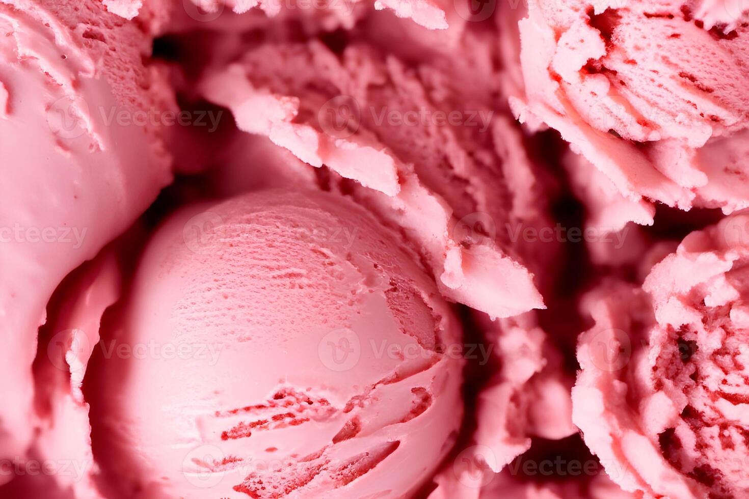 Strawberry Pink Ice Cream Scoop Background Macro Shot Stock Photo