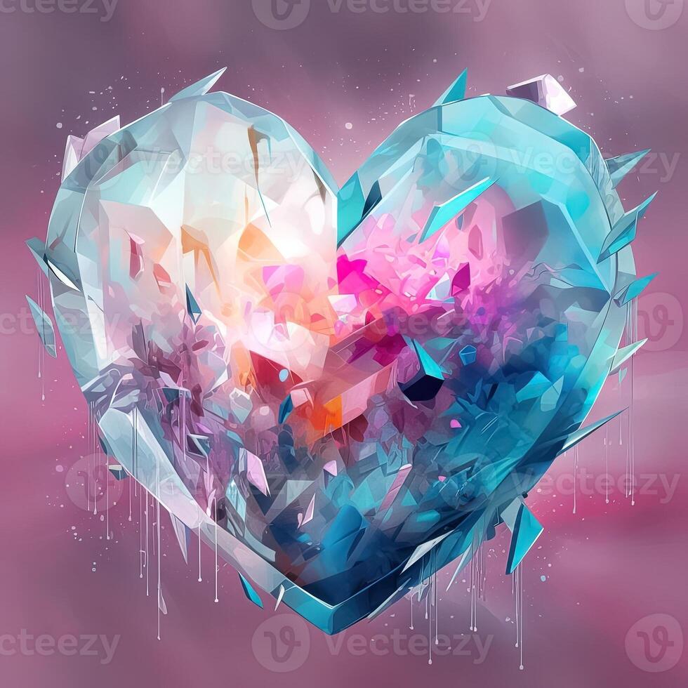 Abstract 2d illustration of a heart in pastel colors. . photo