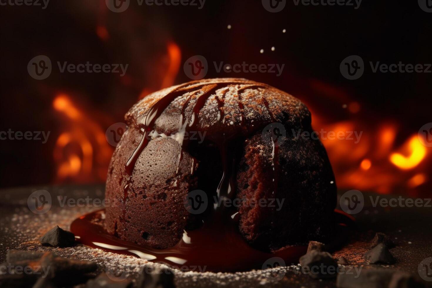 Delicious lava cake on a plate product photography. photo