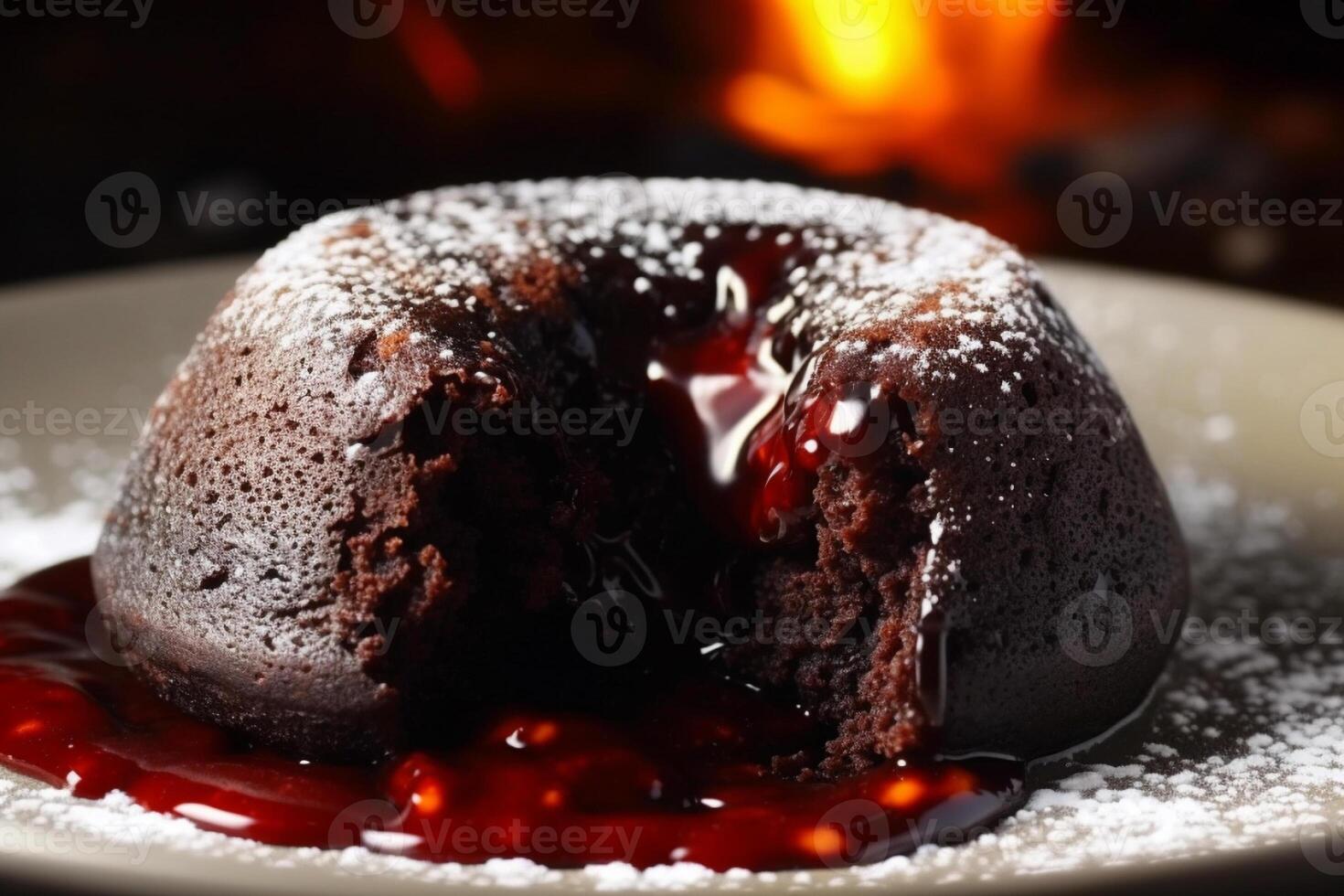 Delicious lava cake on a plate product photography. photo