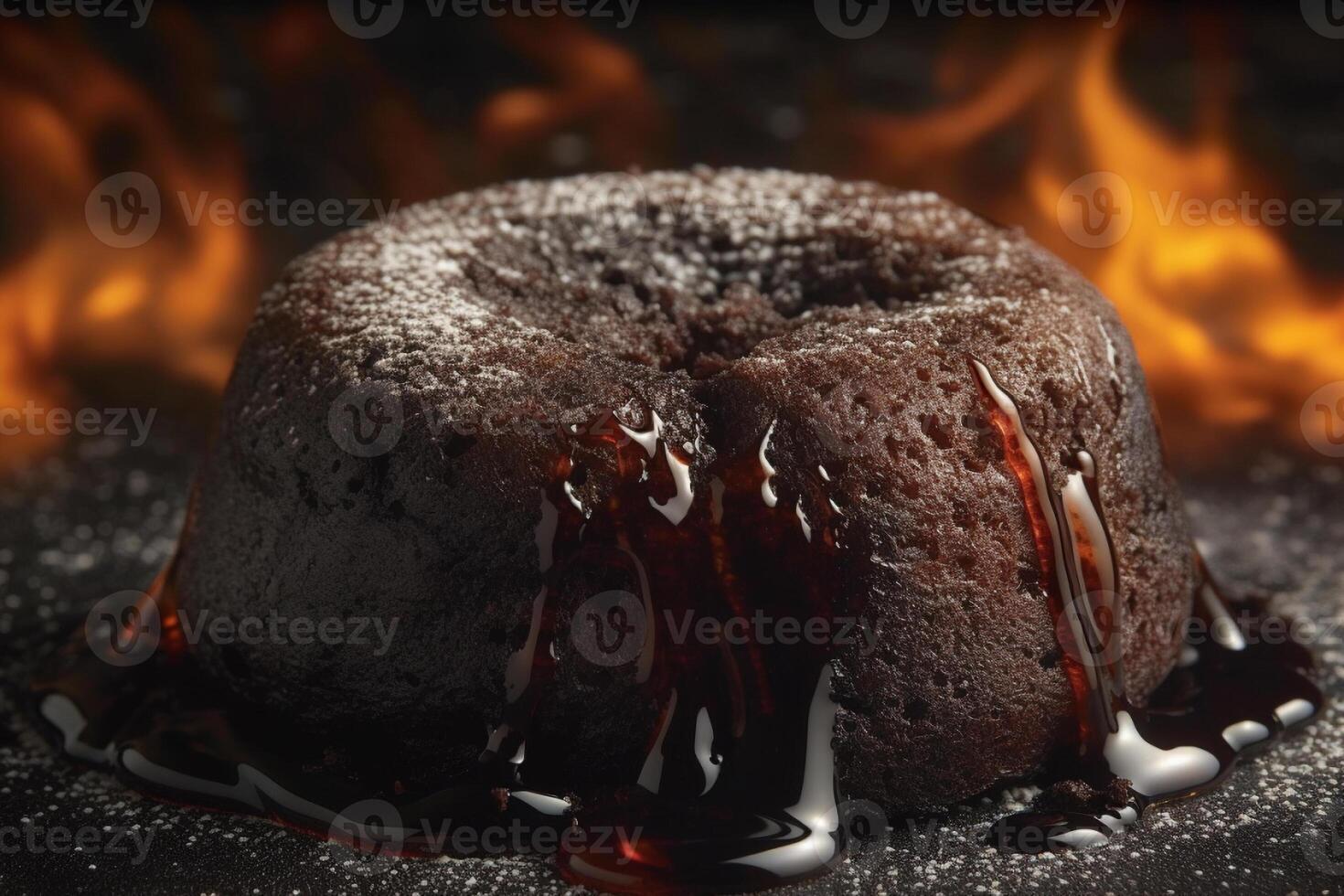 Delicious lava cake on a plate product photography. photo