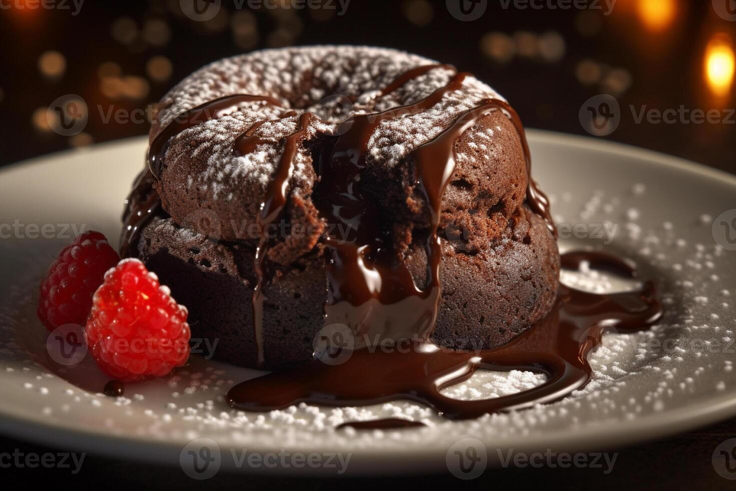 Delicious lava cake on a plate product photography. photo