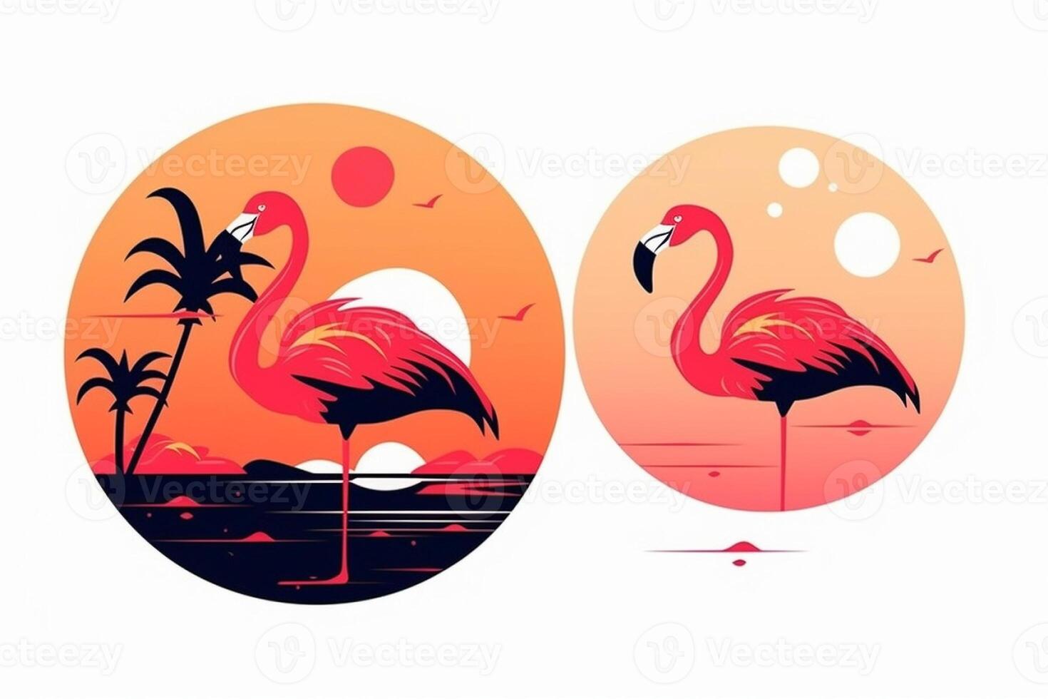 rosado flamenco pájaro logo icono diseño vector ilustración. ai generado foto