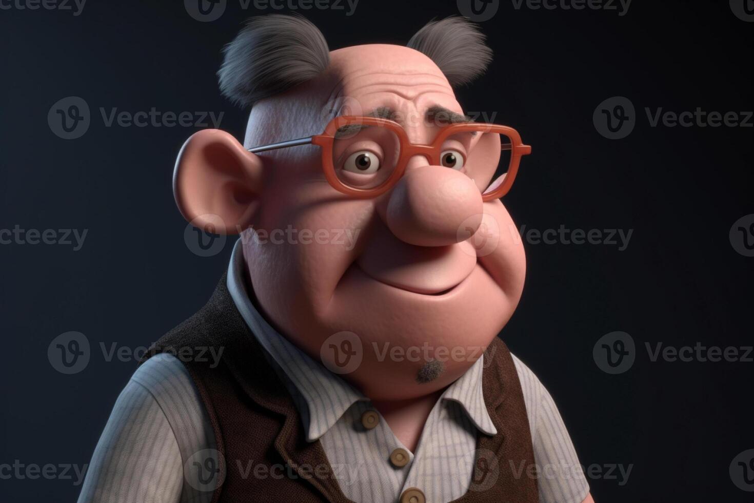 Funny cute little farm pig 3D cartoon character. photo