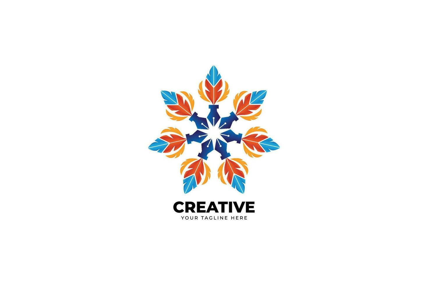 gradient quill pen logo template design illustration vector