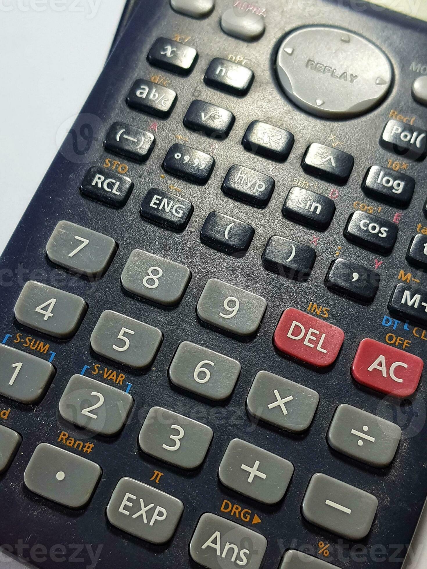 Close up photo of the buttons in the scientific calculator. 23720244 ...