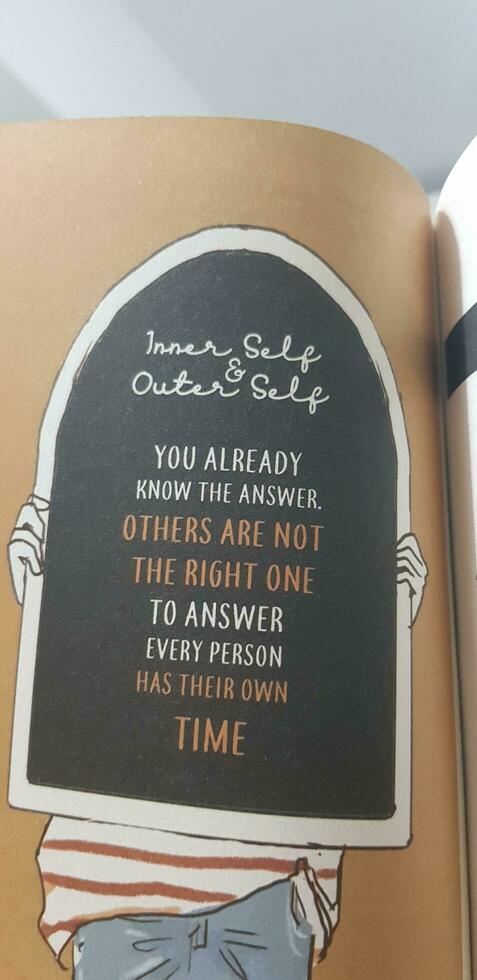 Bekasi, Indonesia in July 2022. A wise quoetes in a book, You already know the answer, others are not the right one to answer every person has their ow photo