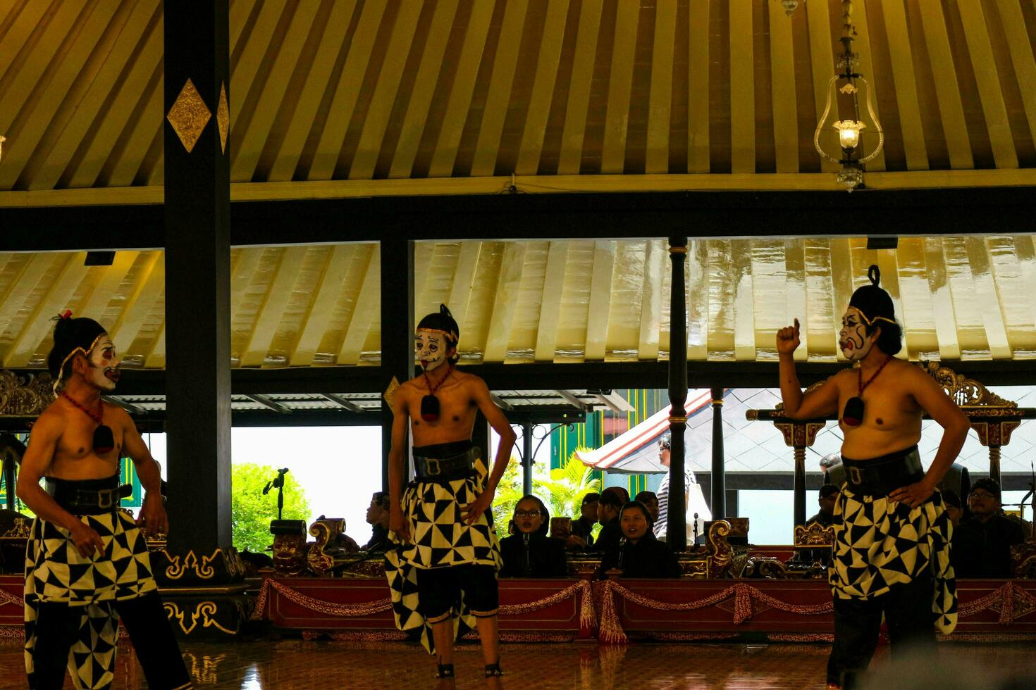 Yogyakarta, Indonesia on October 2022. Puppet people at the Yogyakarta Palace, the performance shown is about the play of the characters Petruk, Semar, and Gareng. photo