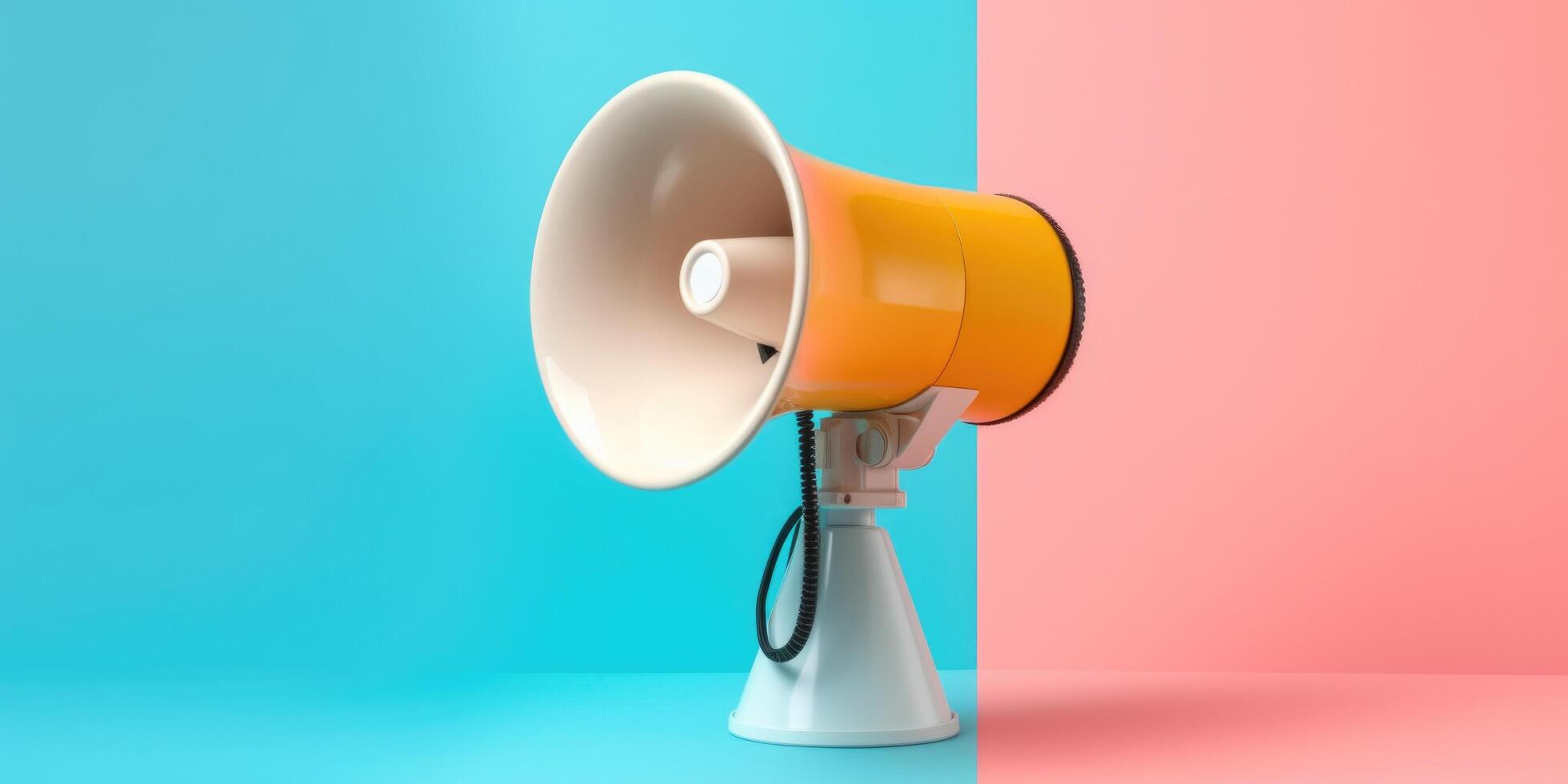 Megaphone on vivid background. Illustration photo