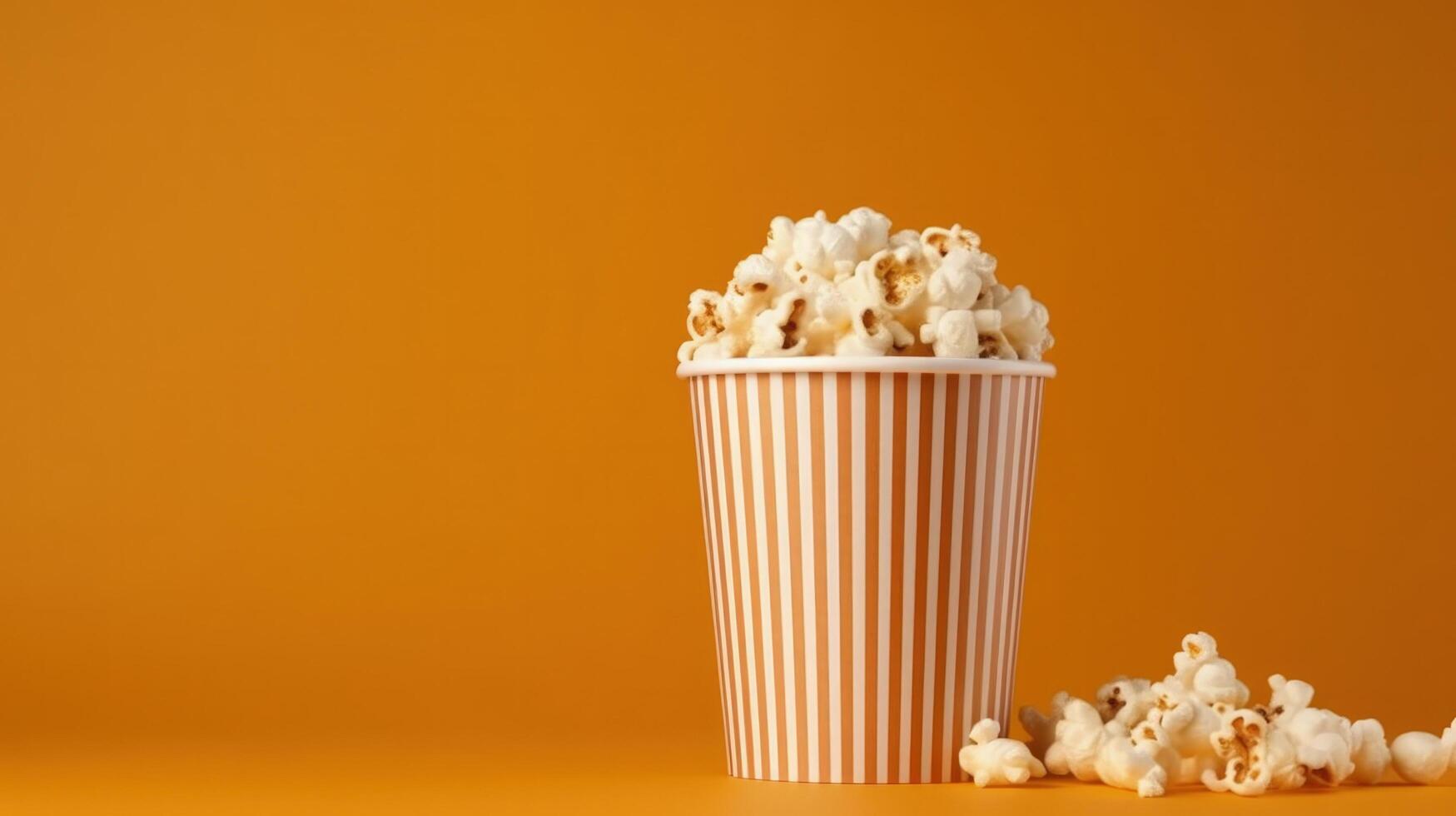 Pop corn on vivid background. Illustration photo