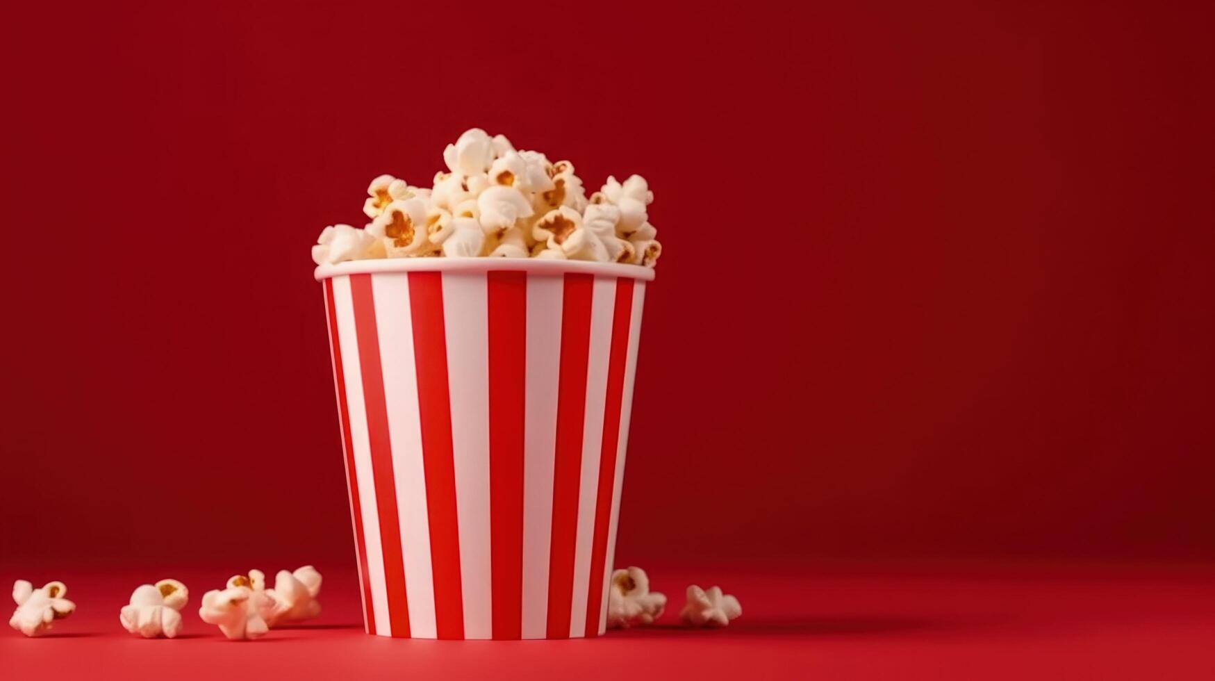 Pop corn on vivid background. Illustration photo