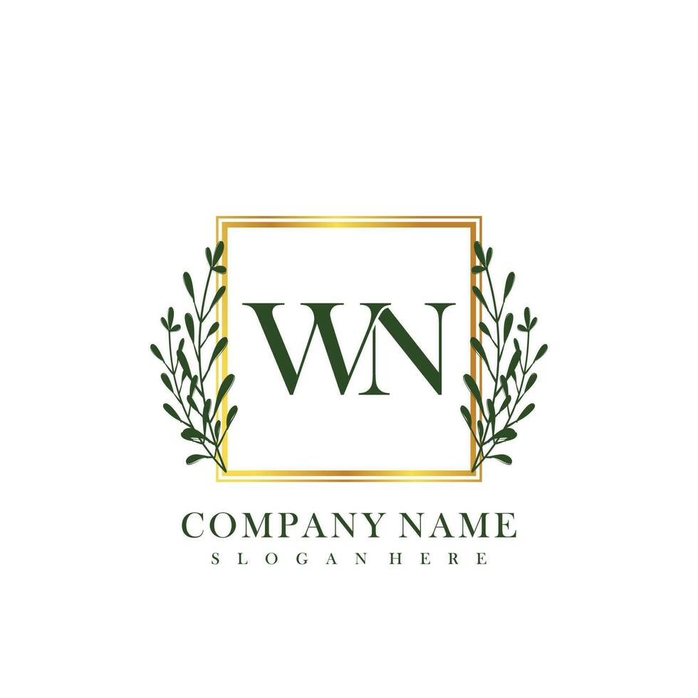 WN Initial beauty floral logo template vector