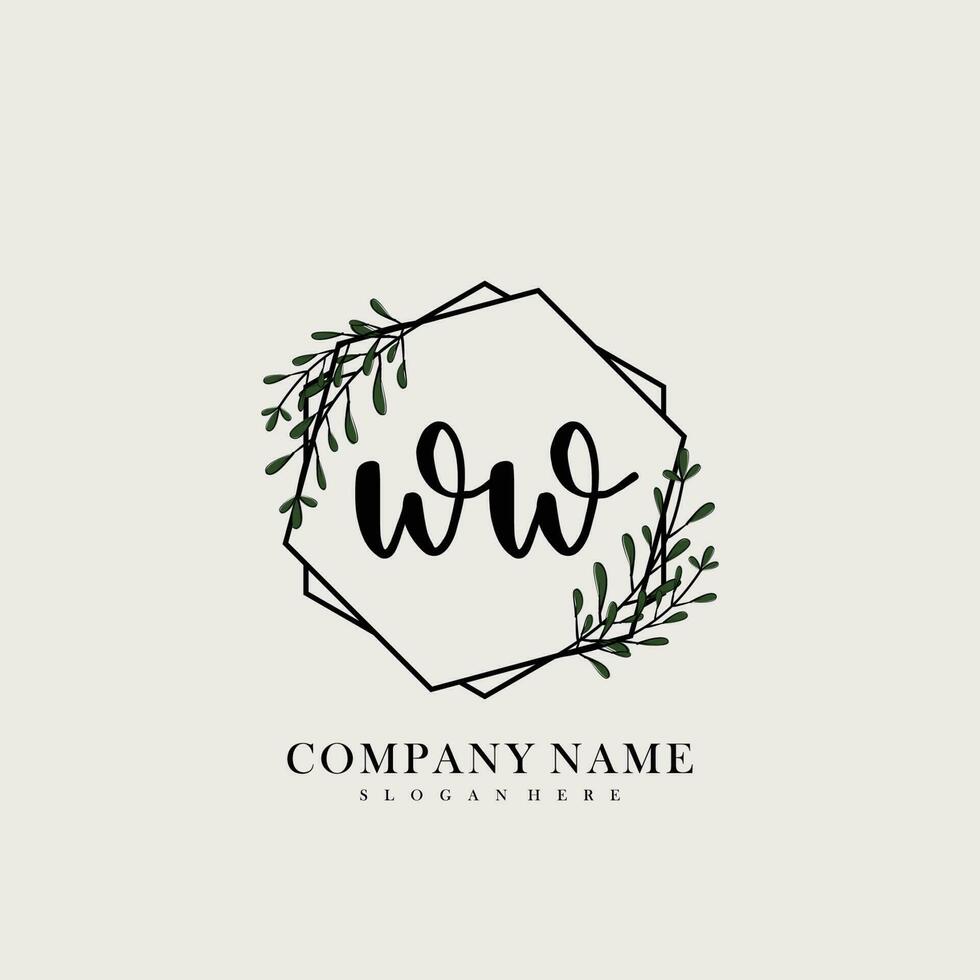 WW Initial beauty floral logo template vector