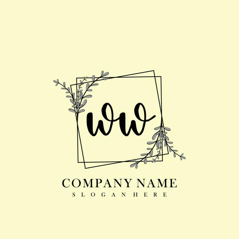 WW Initial beauty floral logo template vector