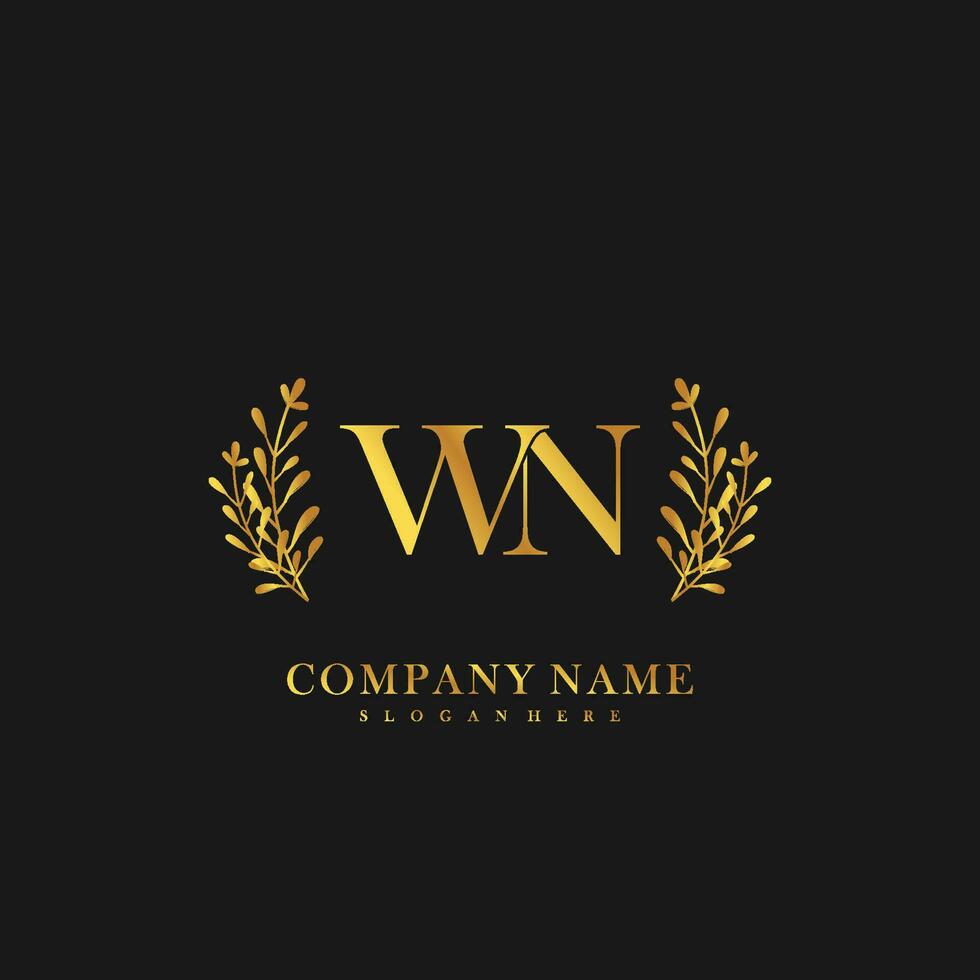 WN Initial beauty floral logo template vector
