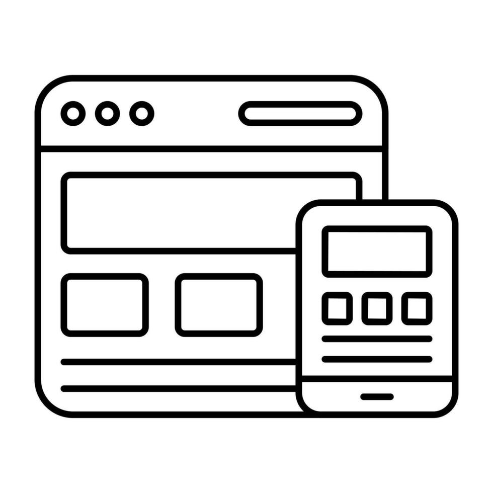 A line design icon of responsive design vector