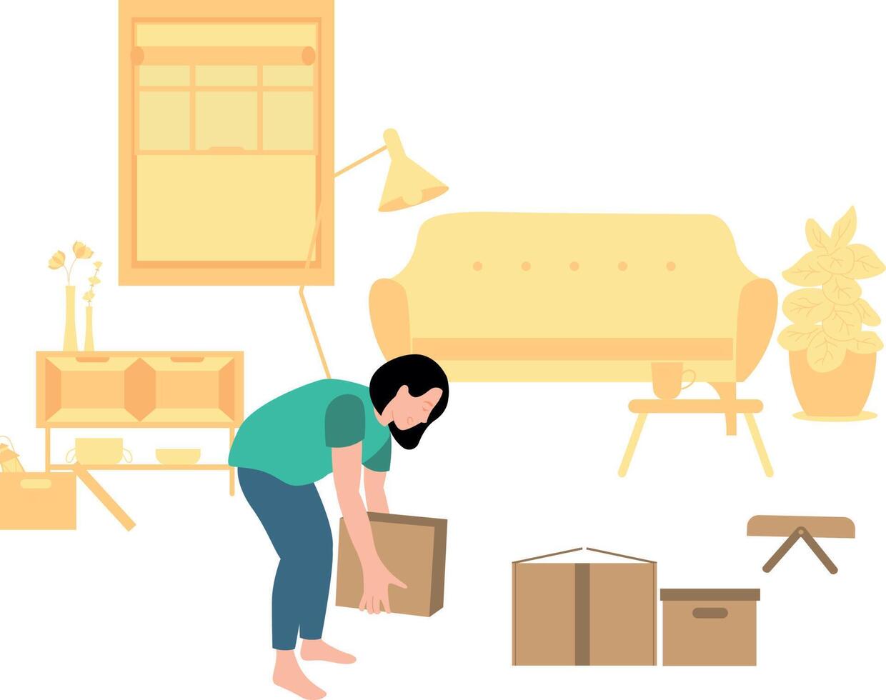 The girl is carrying a carton of things. 23723128 Vector Art at Vecteezy