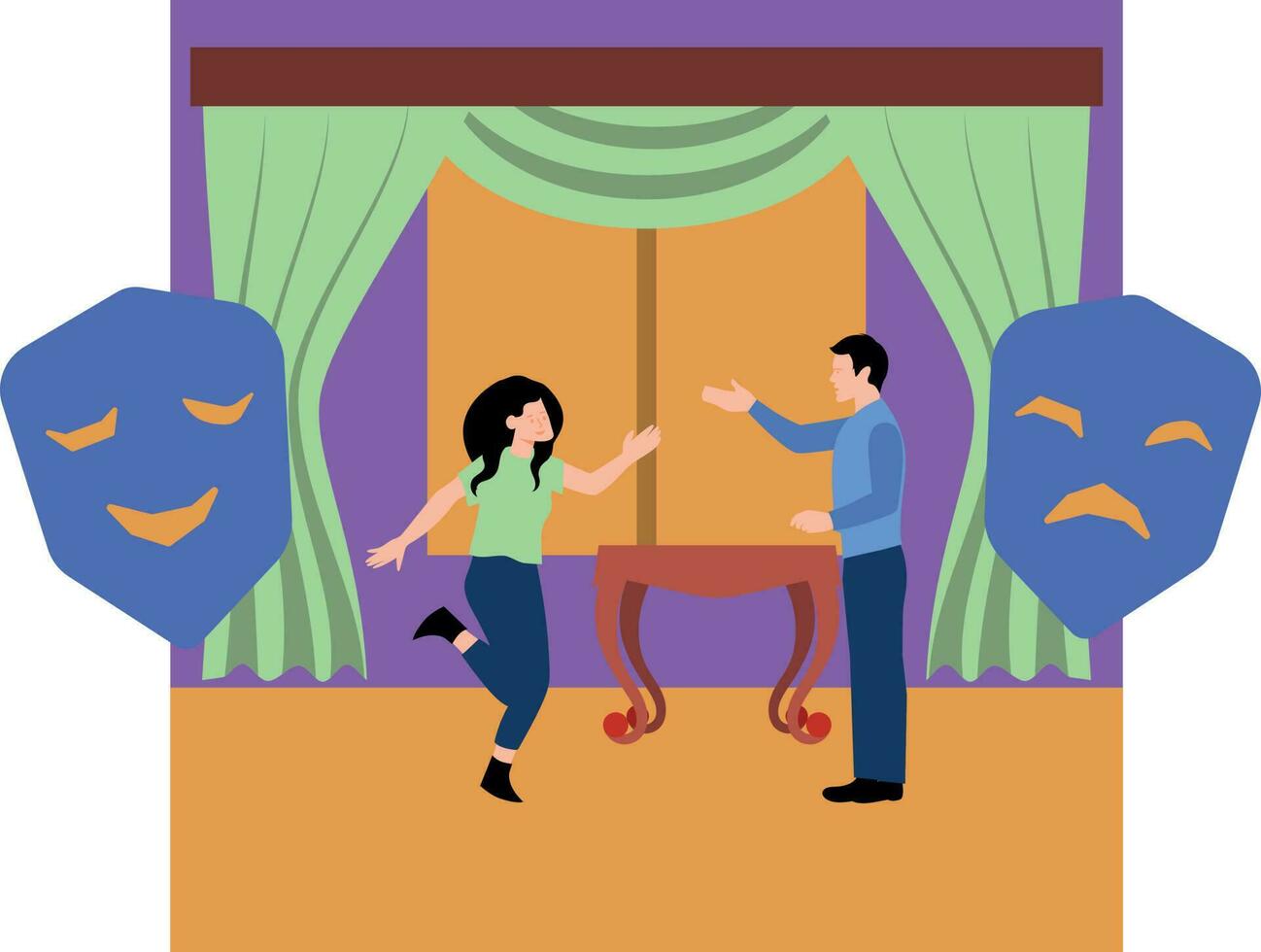 A boy and a girl are in a carnival show. vector