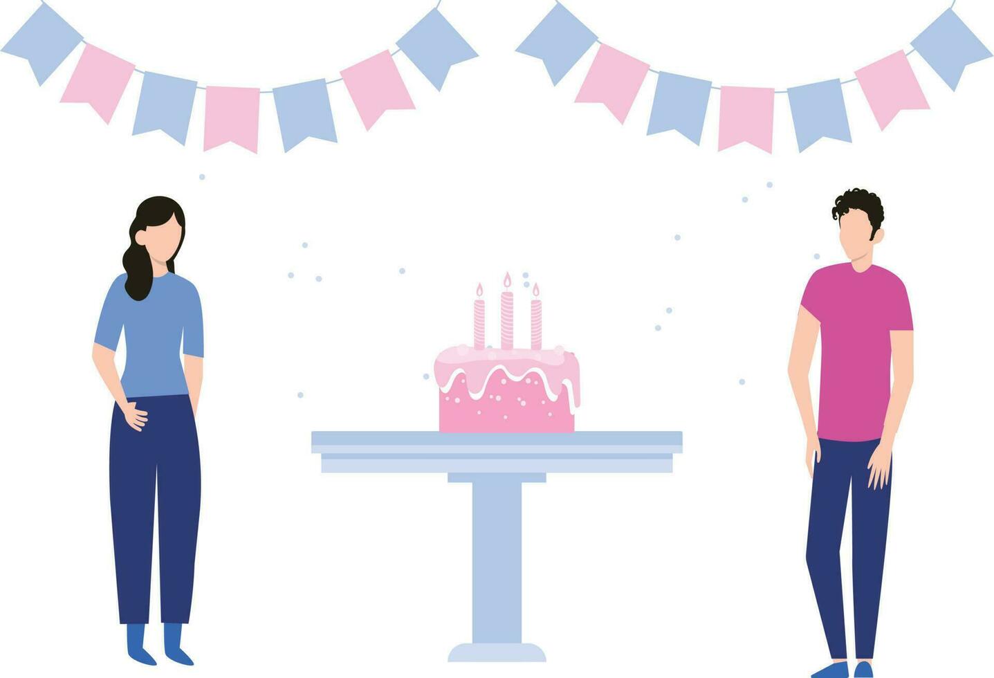 Boy and girl celebrating birthday. vector