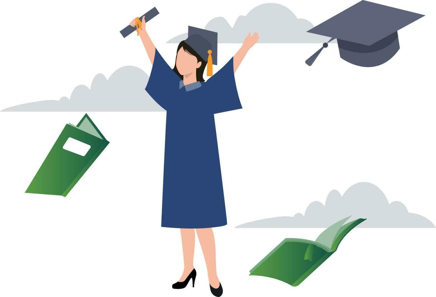 The girl has completed her graduation. vector