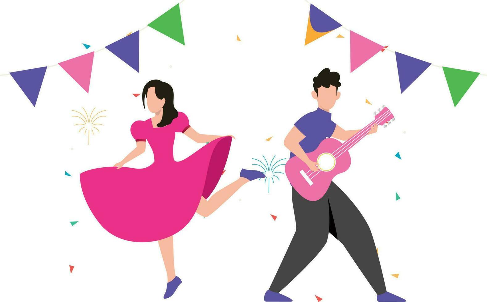 Boy and girl are celebrating the festival. vector