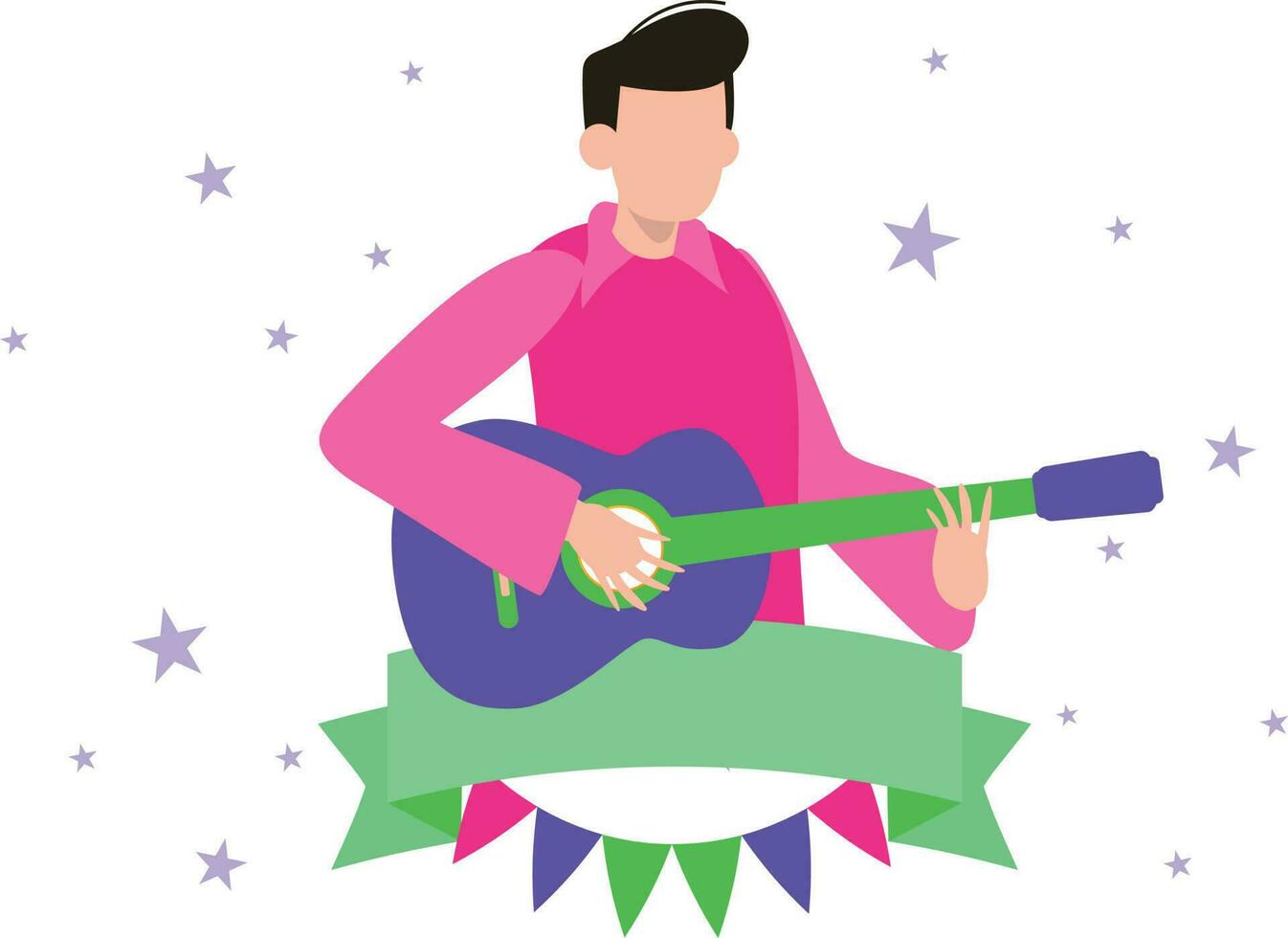 The boy is playing the guitar. vector