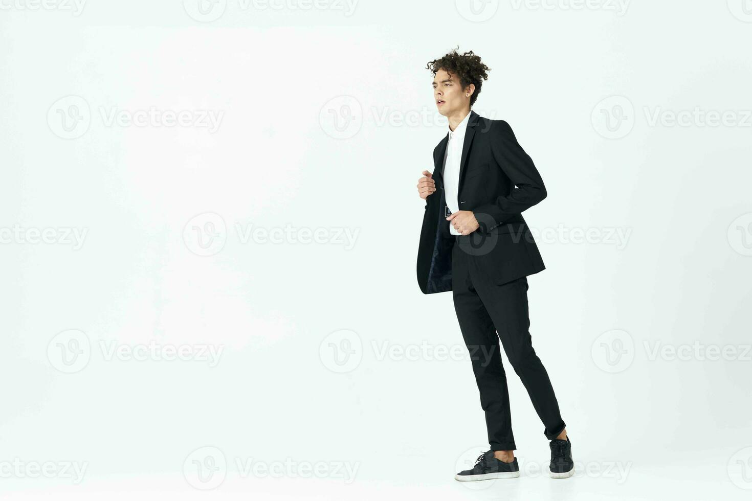 business man in suit modern style posing isolated background photo