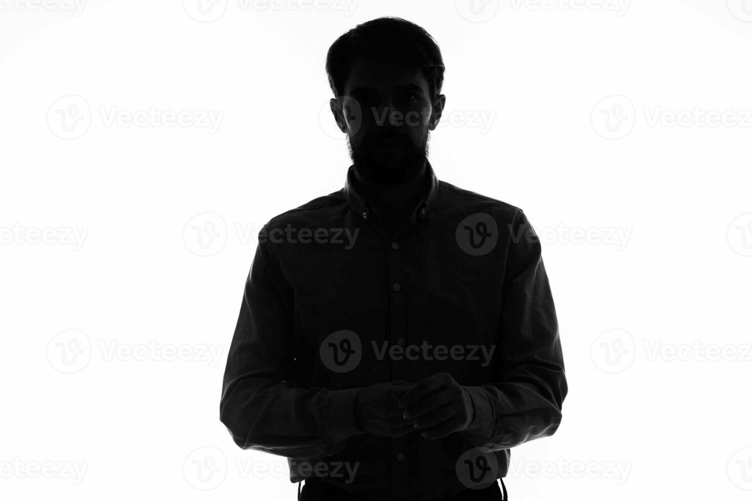 man on white background in shadows studio lifestyle photo