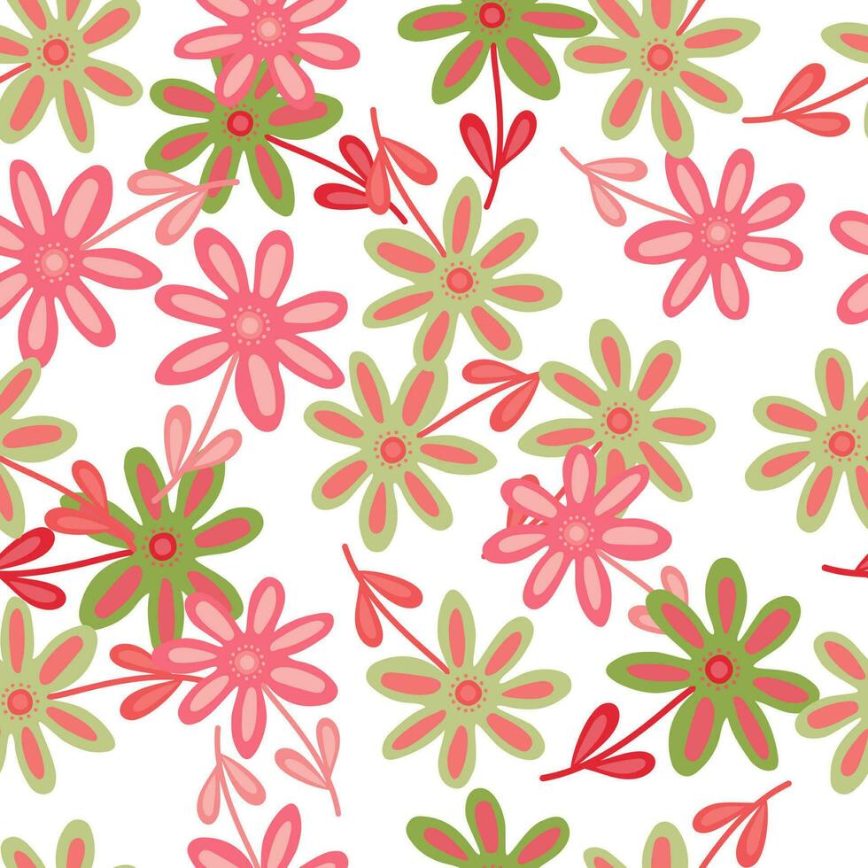 Hand drawn floral wallpaper. Cute flower seamless pattern. Naive art style. vector