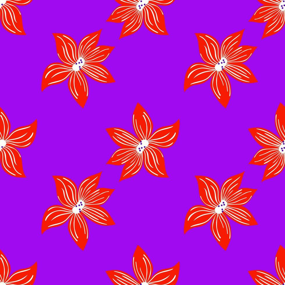 Cute stylized bud flowers background. Abstract flower seamless pattern in simple style. vector