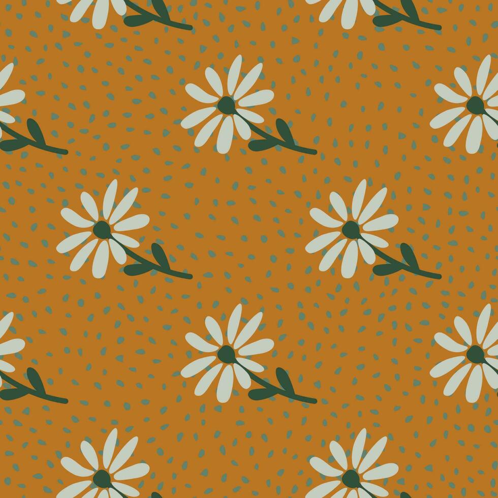 Doodle chamomile seamless pattern. Hand drawn ditsy print. Abstract floral ornament. Simple botanical backdrop. vector