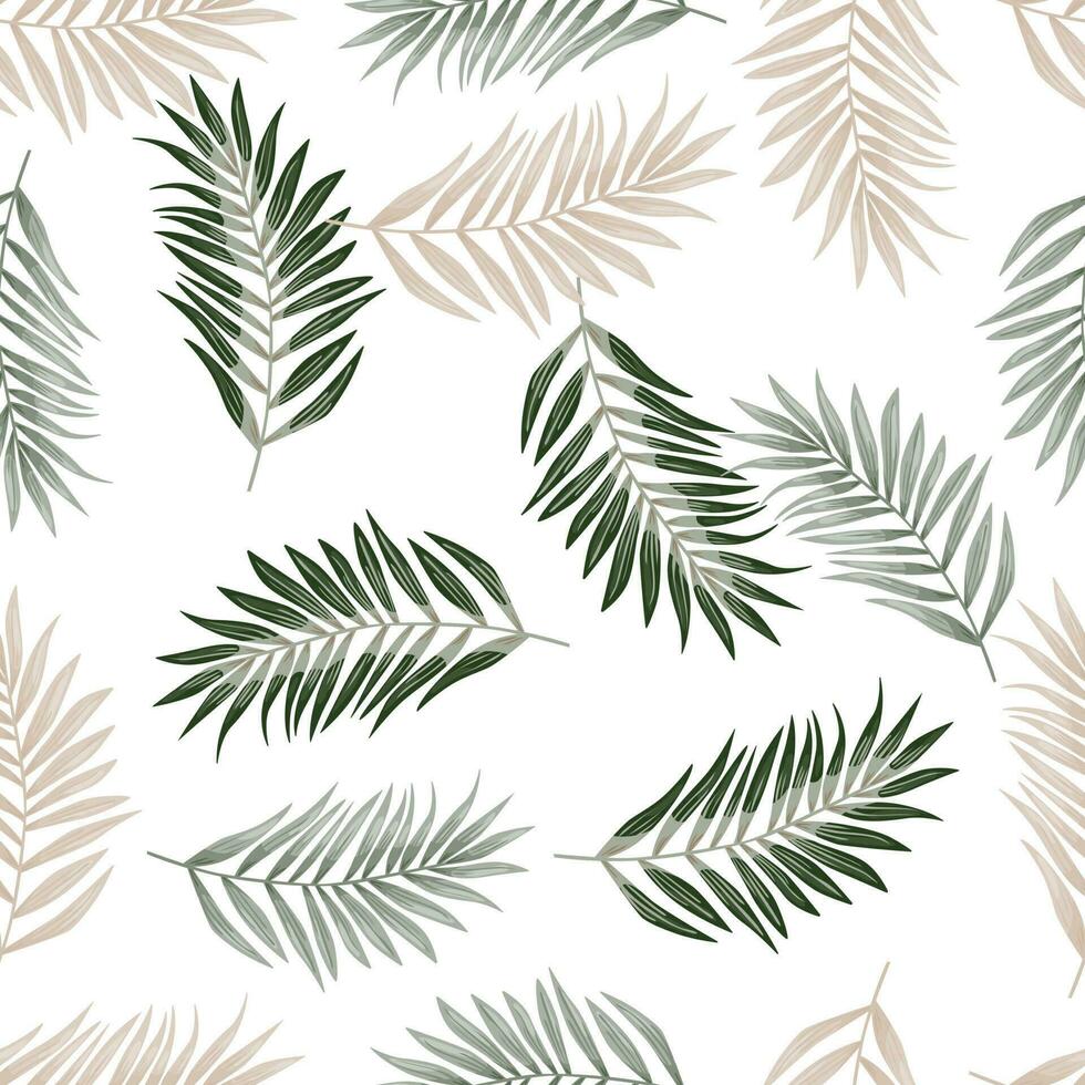 Abstract exotic plant seamless pattern. Tropical palm leaves pattern. Fern leaf wallpaper. Botanical texture. Floral background. vector