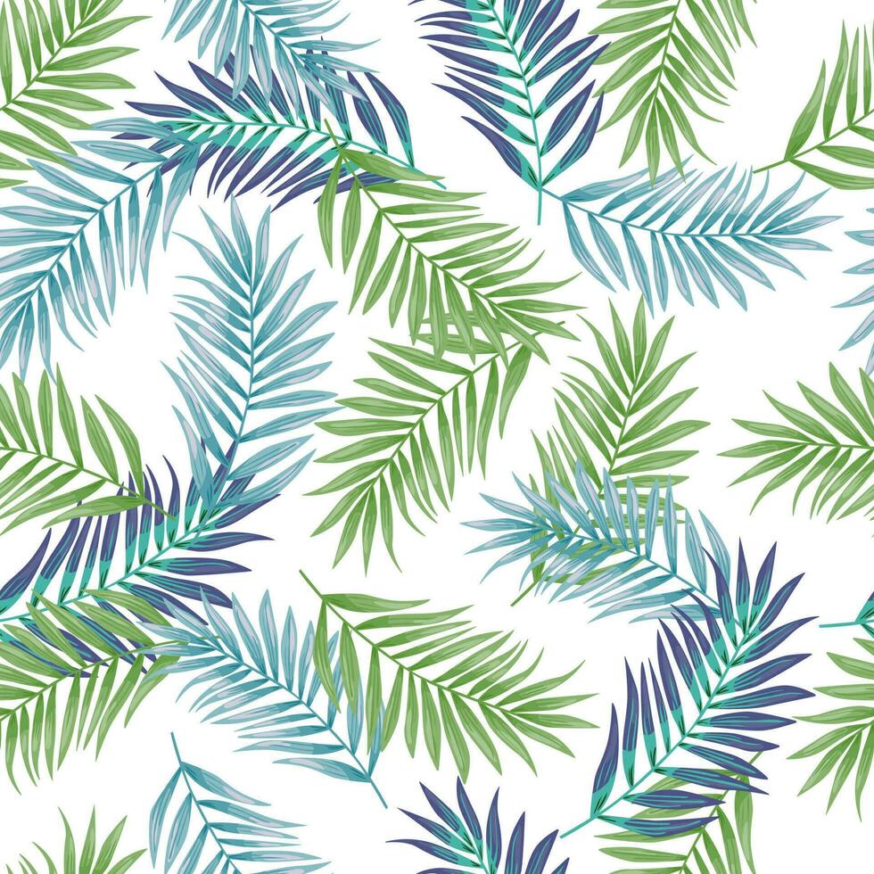 Abstract exotic plant seamless pattern. Tropical palm leaves pattern. Fern leaf wallpaper. Botanical texture. Floral background. vector