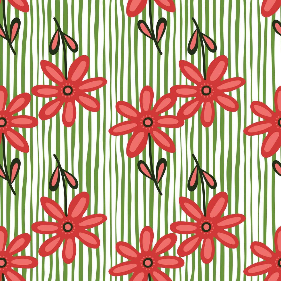 Hand drawn floral wallpaper. Cute flower seamless pattern. Naive art style. vector