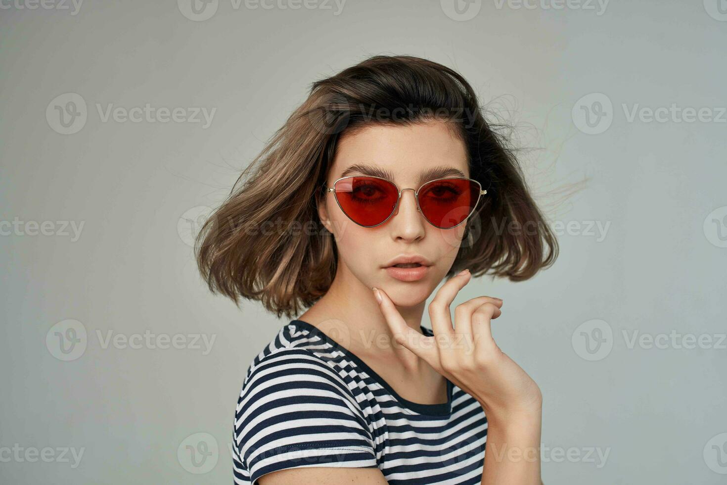 woman with glasses light background Lifestyle photo