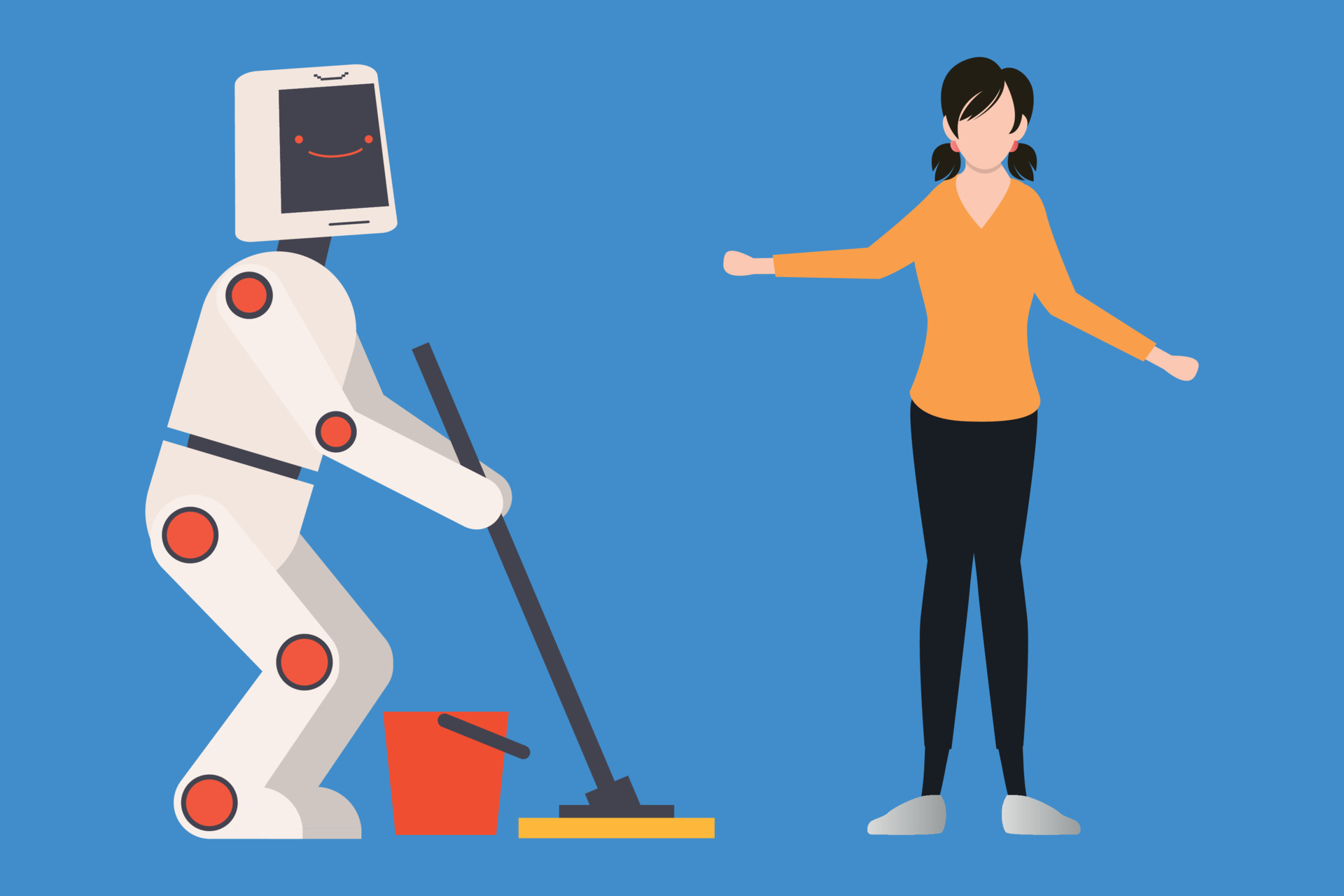 The robot is cleaning the floor. 23728593 Vector Art at Vecteezy