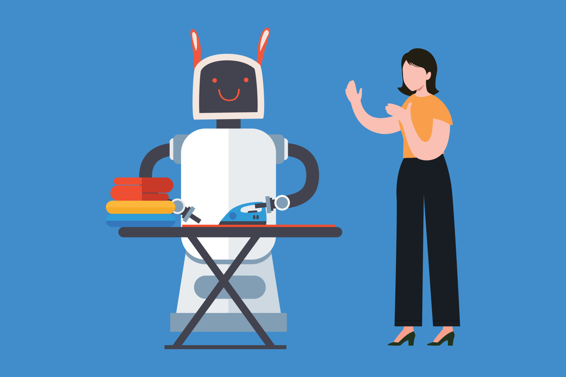 The robot is ironing clothes. 23728638 Vector Art at Vecteezy