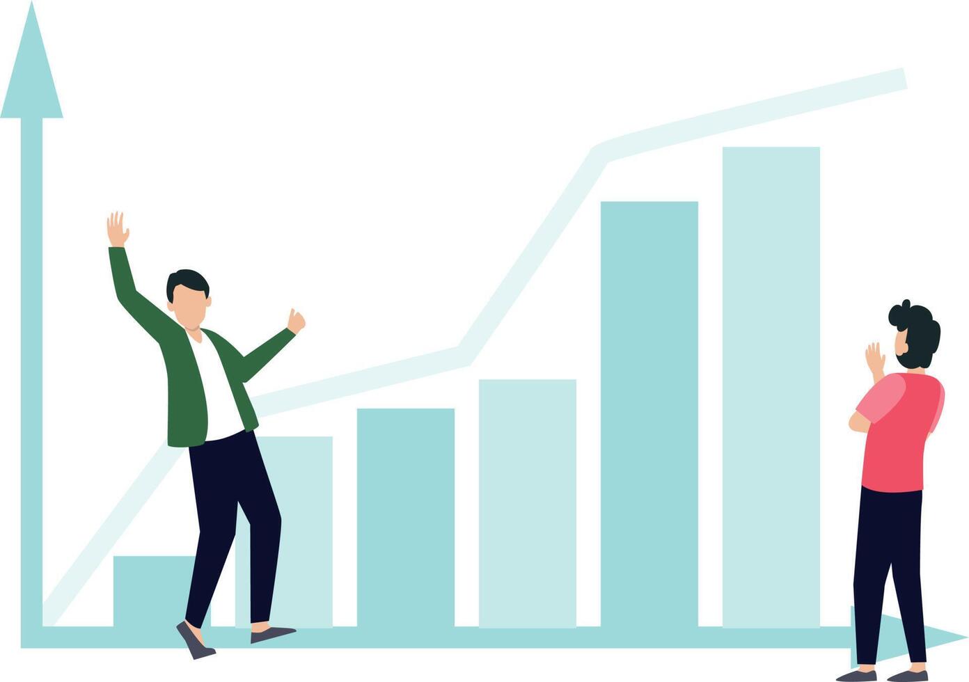 Employees are happy to see the increase in the graph. 23728659 Vector