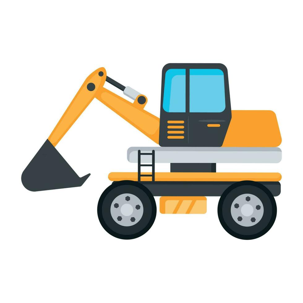 Trendy Wheel Excavator vector