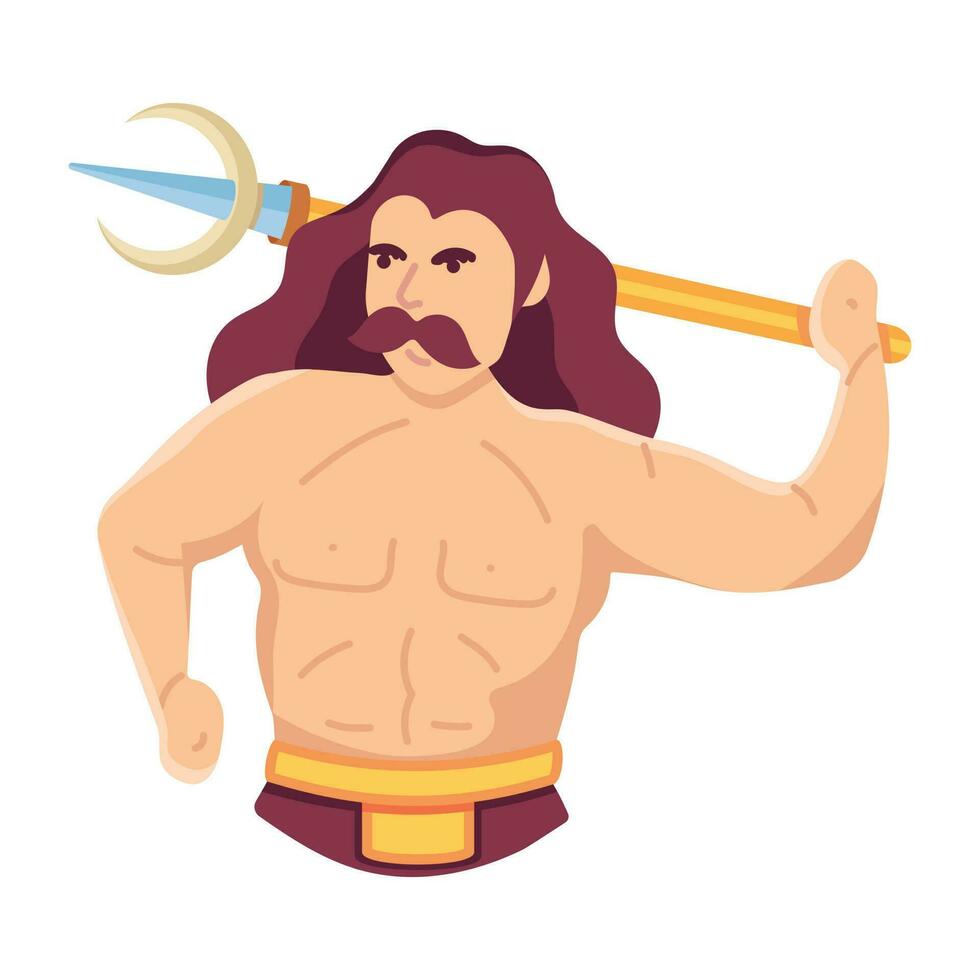 Trendy Poseidon God vector