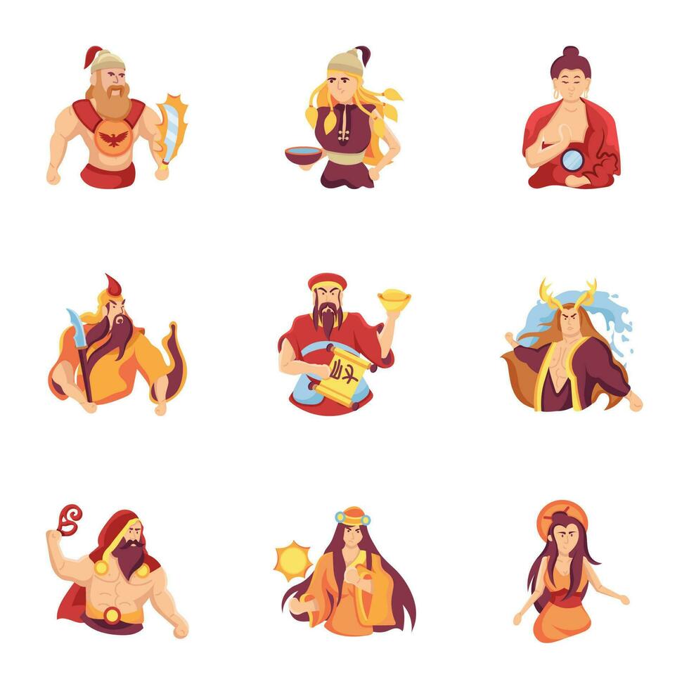 A Catchy Set of Ancient Lords Flat Illustrations vector