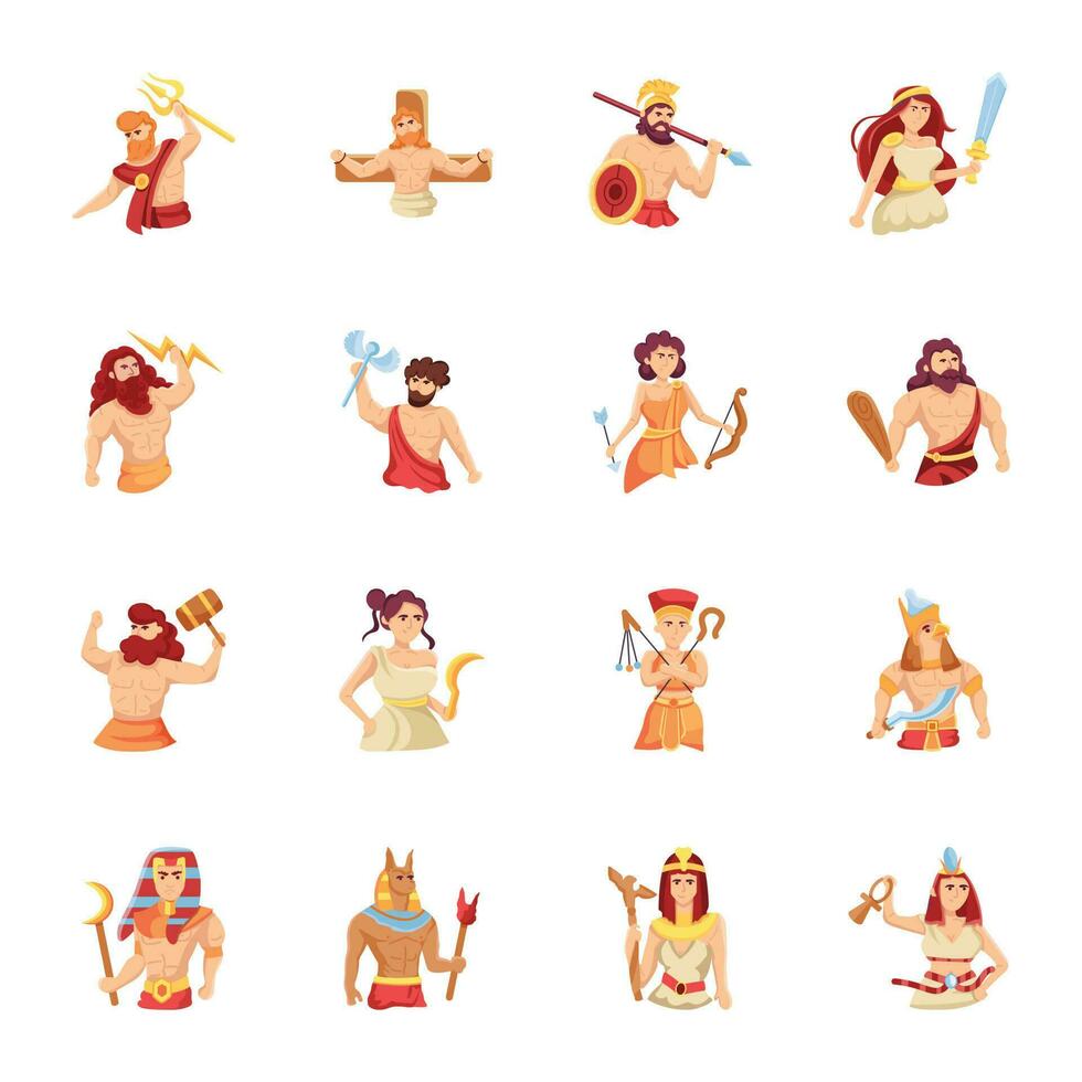 A Flat Pack of Ancient Characters Illustrations vector