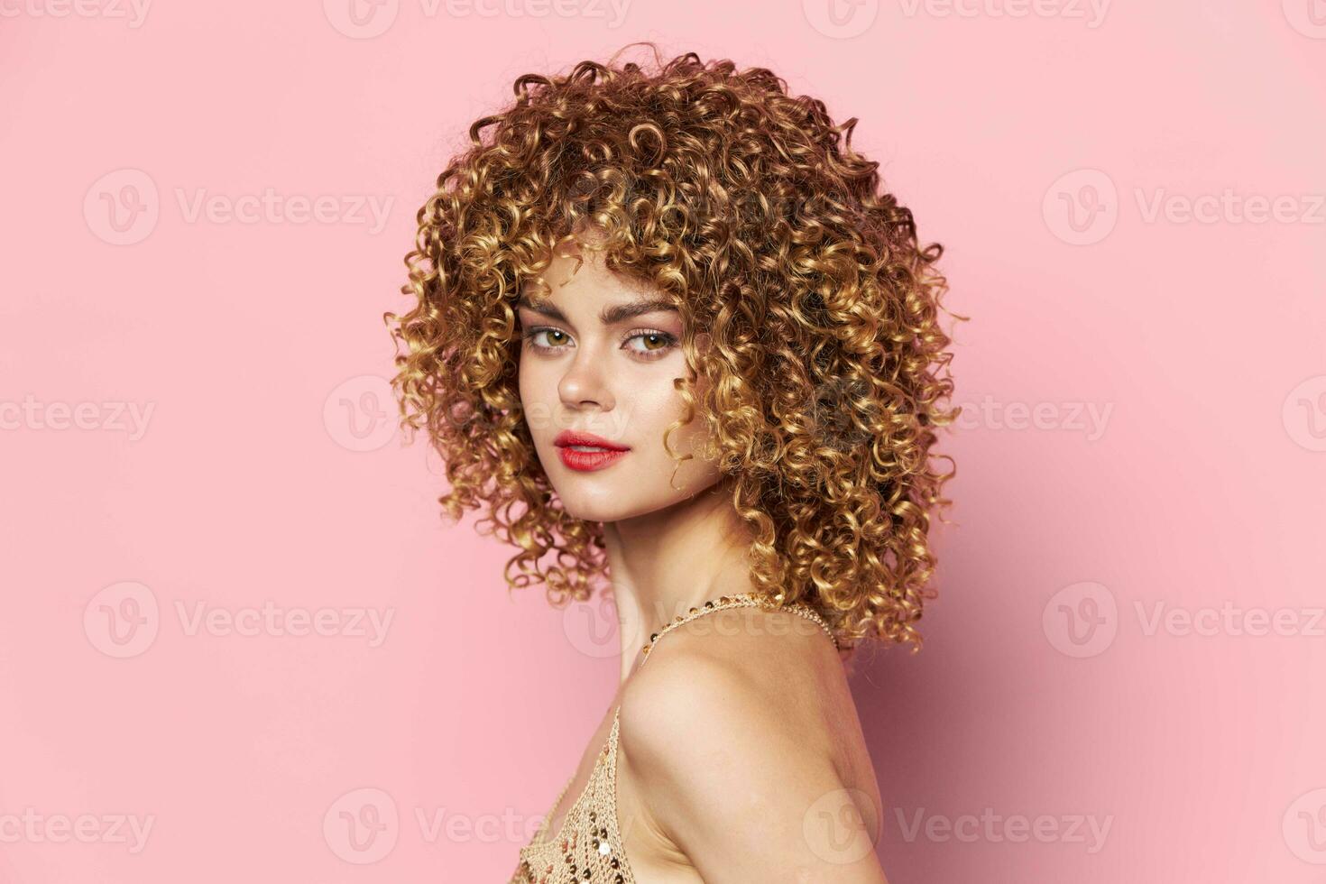 Attractive girl Curly hair attractive look charm smile lifestyle charm photo