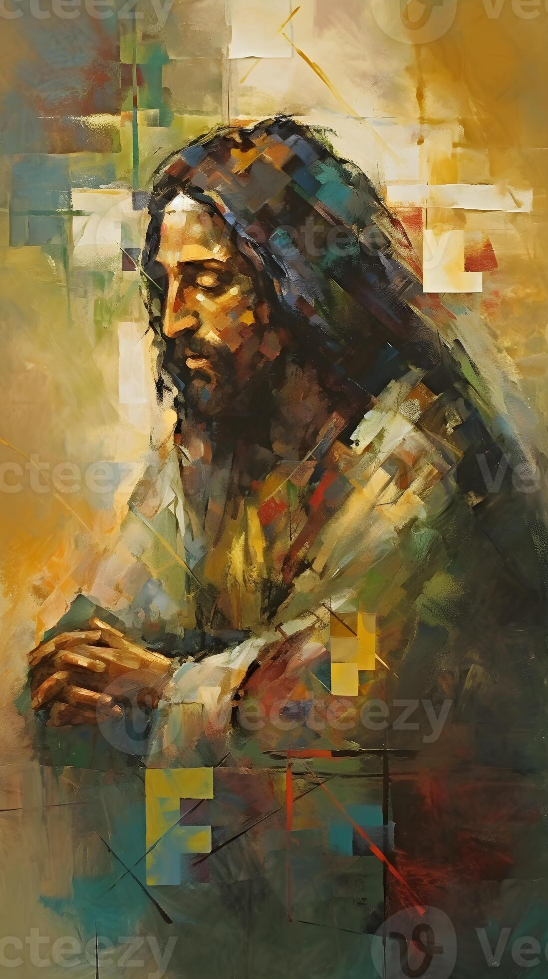jesus christ oil painting poster ,generative ai 23729539 Stock Photo at