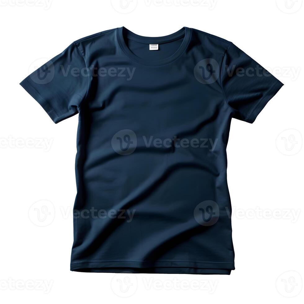 blank navy blue t shirt mockup ,close up navy blue t-shirt on white background , photo