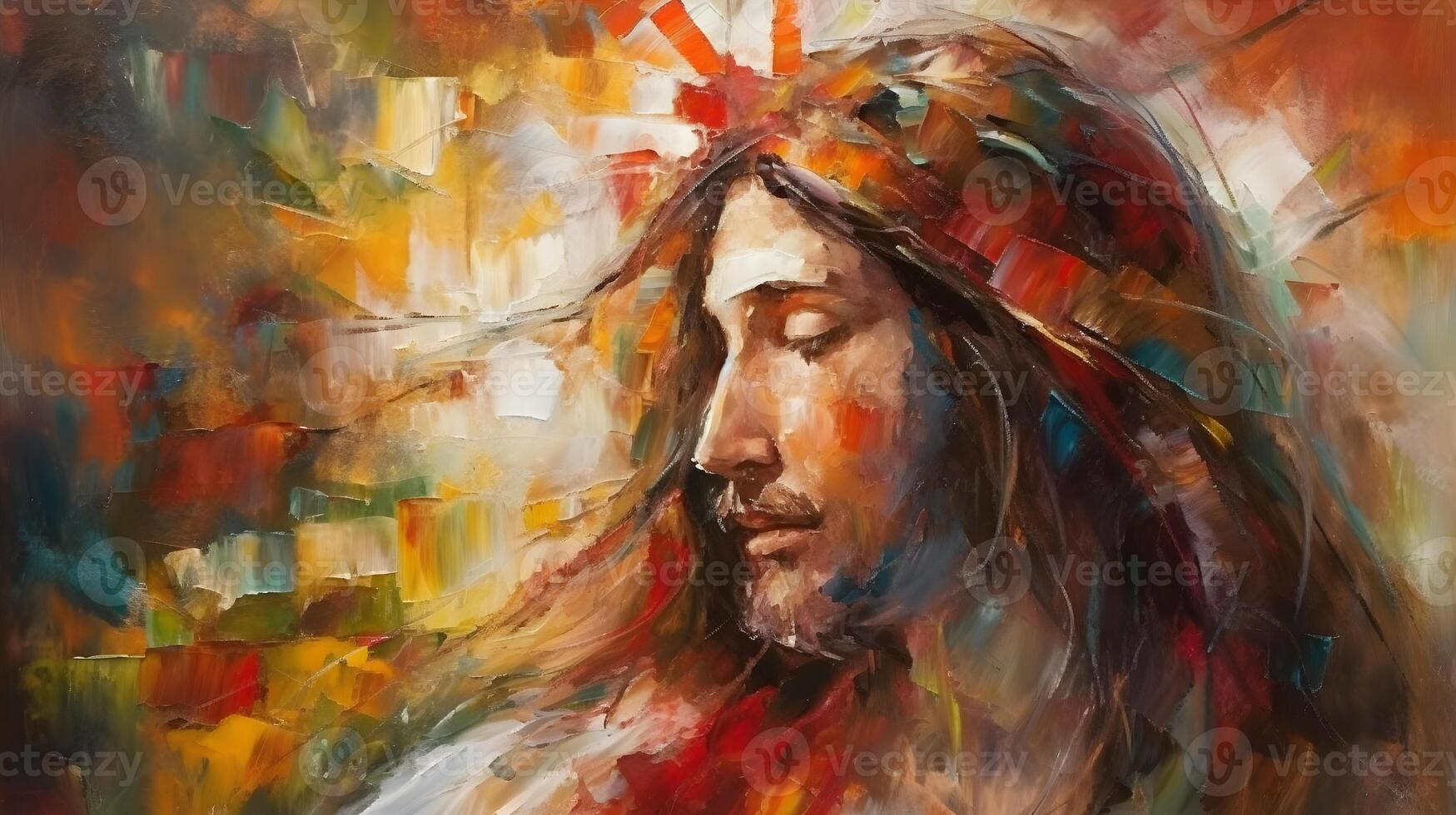 jesus christ oil painting on canvas , photo