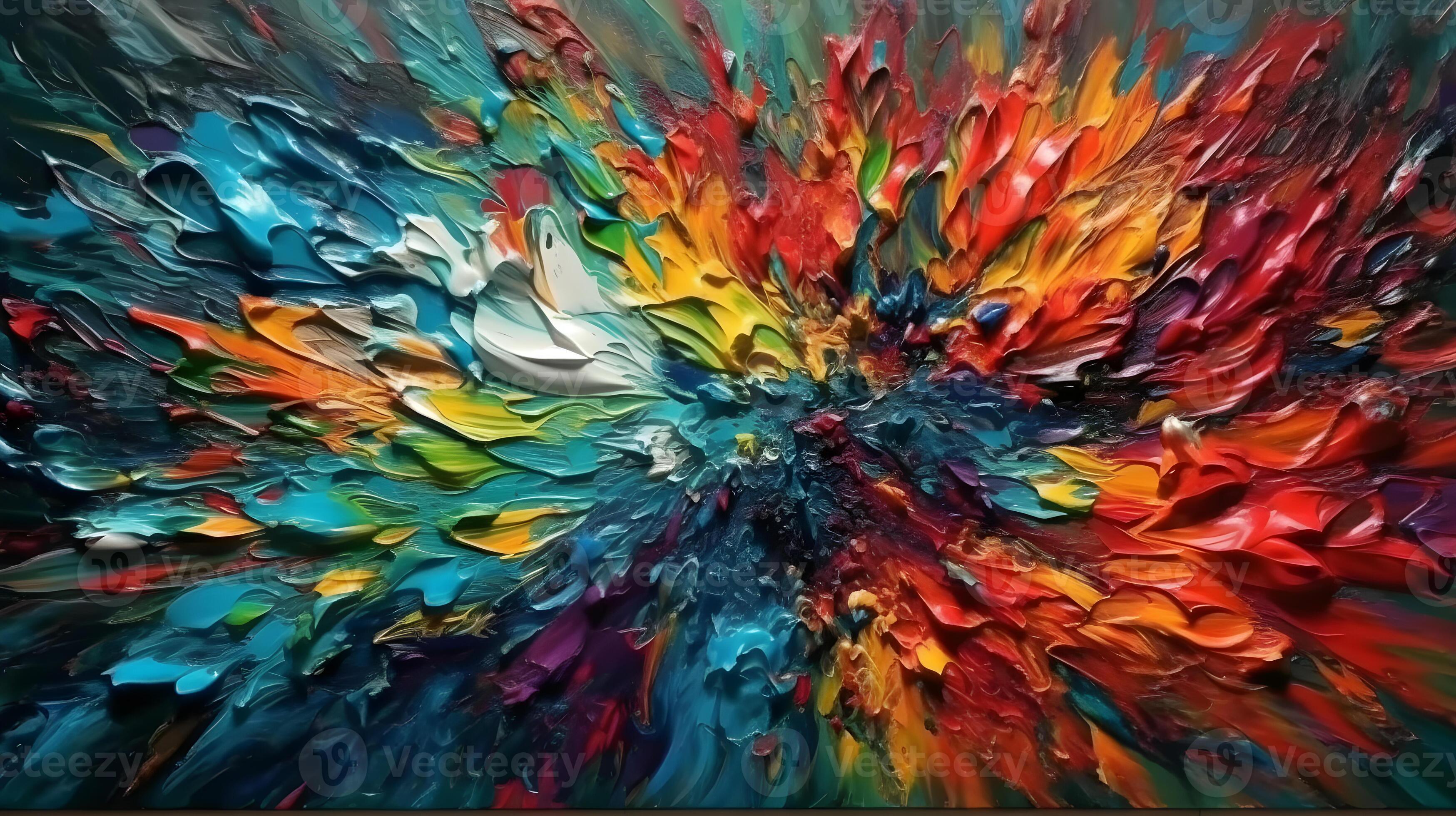 abstract colourful acrylic paint painting with 3d texture , 23729623
