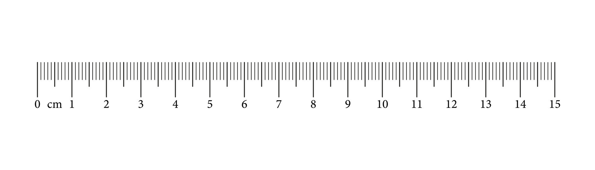 Measuring chart with 15 centimeters. Ruler scale with numbers. Length  measurement math, distance, height, sewing tool. Graphic vector  illustration. 23729728 Vector Art at Vecteezy